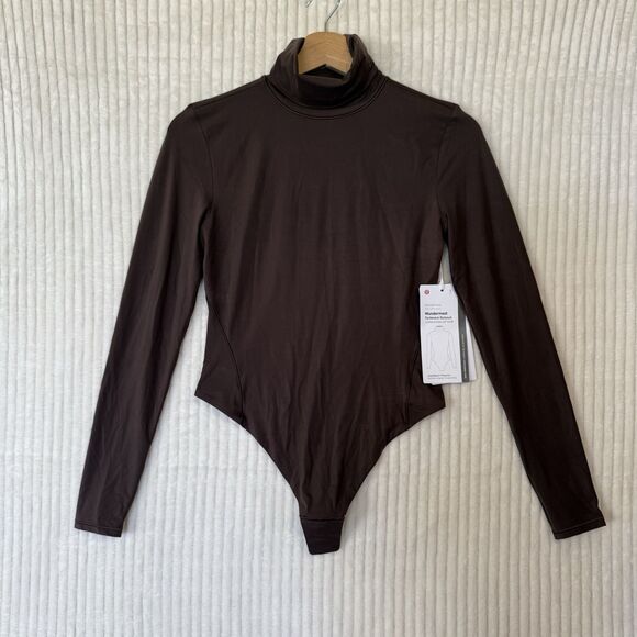 Lululemon Wundermost Ultra-Soft Nulu Turtleneck Bodysuit Sz S Espresso NWT $88 - Picture 14 of 16
